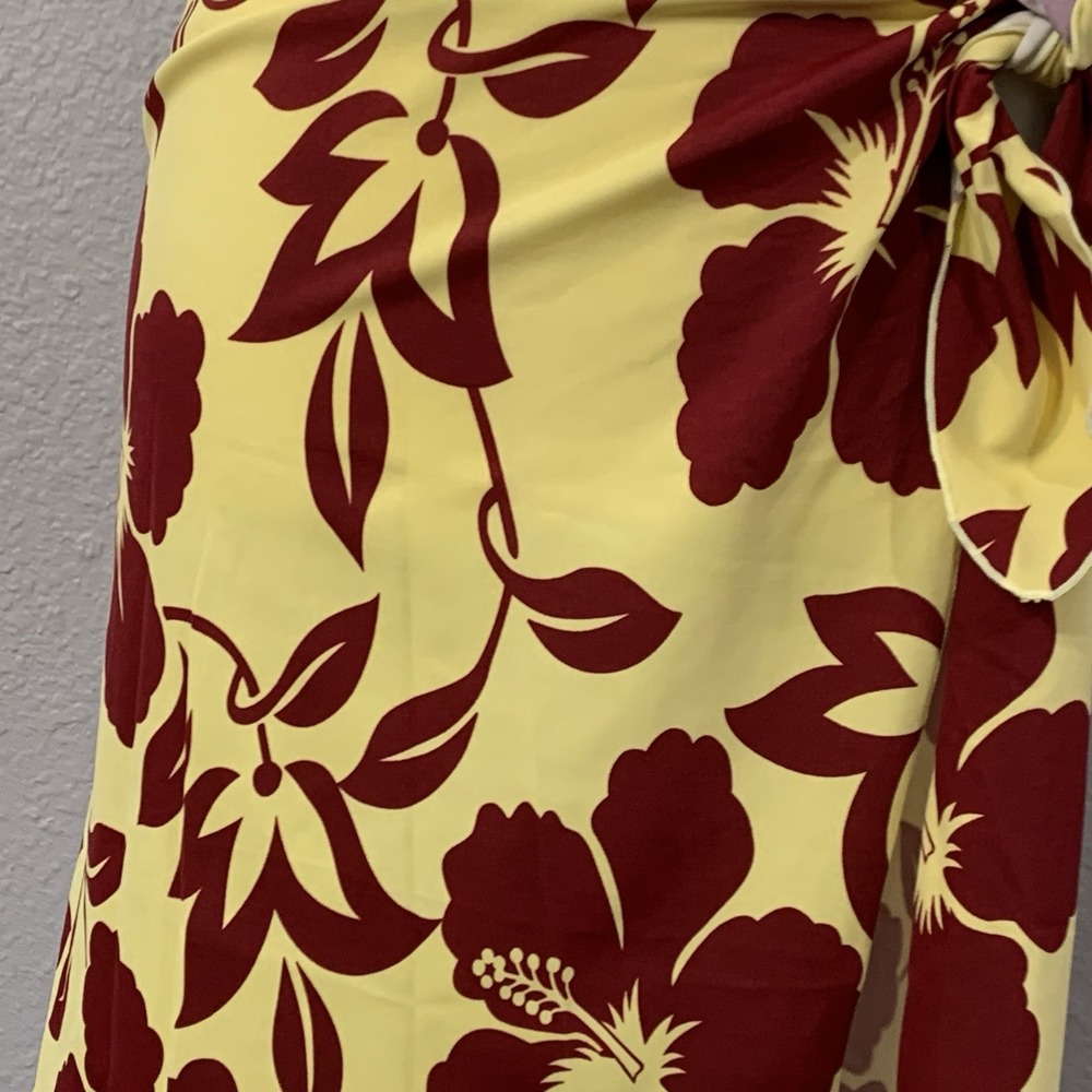 Leilani Sarong yellow Brown Floral Bathing Suit Cover Up Mini Skirt One‎ Size - Picture 3 of 5